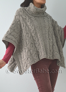 Ravelry: #163 Cable Love Cowl Neck Poncho pattern by SweaterBabe