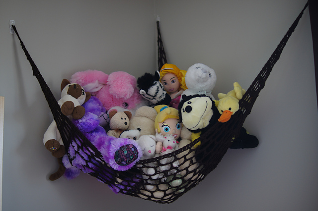 Toy hammock, stuffed animal storage jute, toy organization